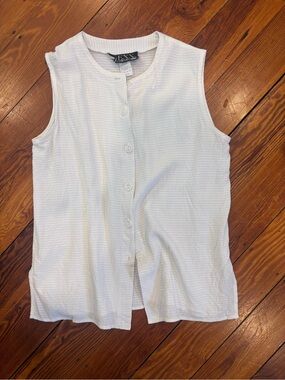 White Sleeveless Button-Front Top